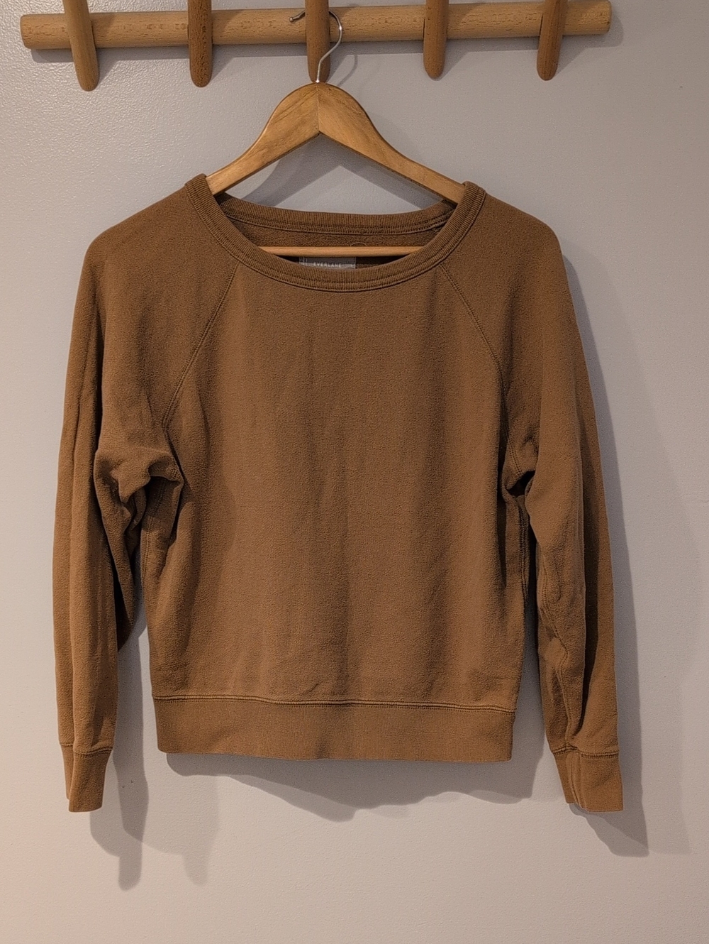 Everlane Tan Brown Colored Crewneck Lightweight Terry Cotton Sweatshirt Size S